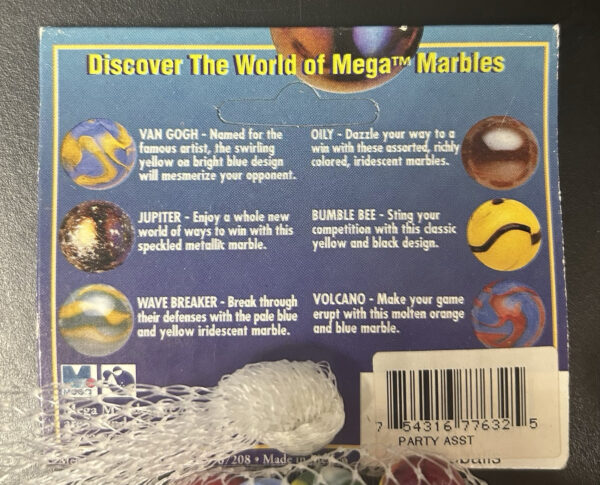 Party Collector Series Net Bag Glass Mega Marbles Vacor 1 Shooter 24 Players
