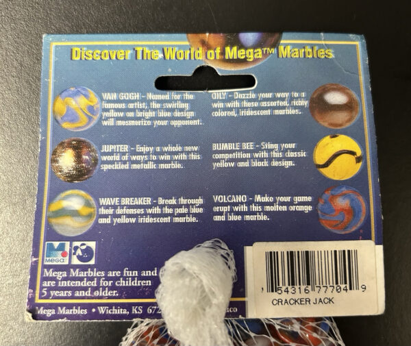 Cracker Jack Collector Series Bag Glass Mega Marbles Vacor 1 Shooter 24 Players