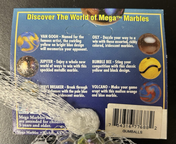 Gumballs Collector Series Net Bag Glass Mega Marbles Vacor 1 Shooter 24 Players