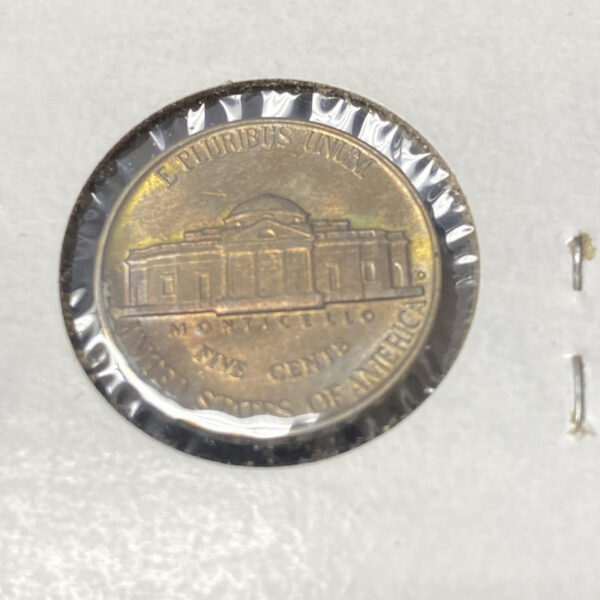 1942-D Jefferson Nickel Beautiful Toning! Gold Yellow Purple Green