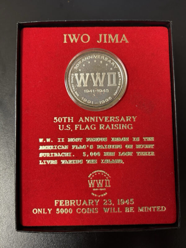 IWO JIMA 50th Anniversary Memorial Proof Coin 1 Troy Oz .999 Fine Silver Round