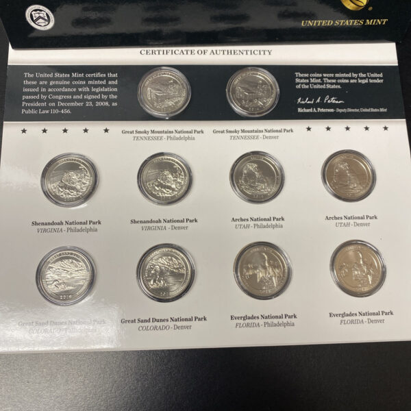 2014 PD America the Beautiful 10 Quarters Uncirculated Coin Set US Mint Display