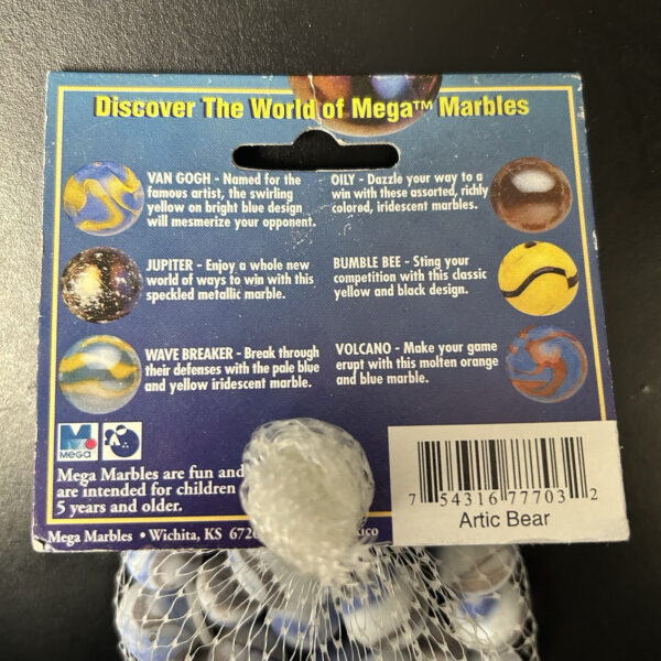 Arctic Bear Collector Series Bag Glass Mega Marbles Vacor 1 Shooter 24 Players