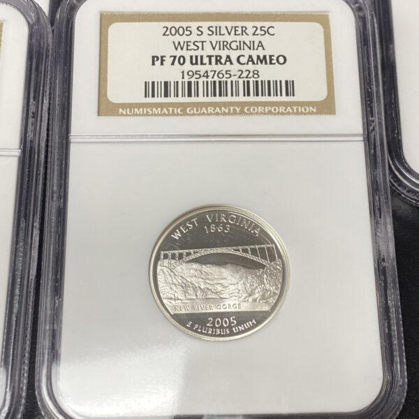 2005-S Silver Proof Statehood Quarter Set 5 Coins NGC PF70 Ultra Cameo Nice Set!