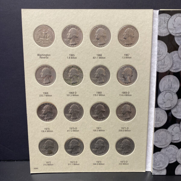 1965-1987 Full Set 43 Washington Quarters In Official Coin Folder HARRIS 2690