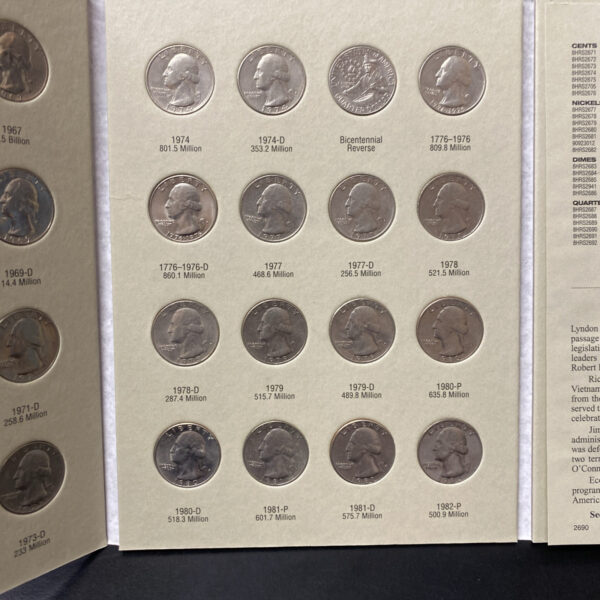 1965-1987 Full Set 43 Washington Quarters In Official Coin Folder HARRIS 2690