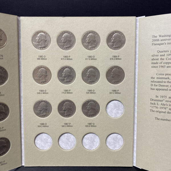 1965-1987 Full Set 43 Washington Quarters In Official Coin Folder HARRIS 2690