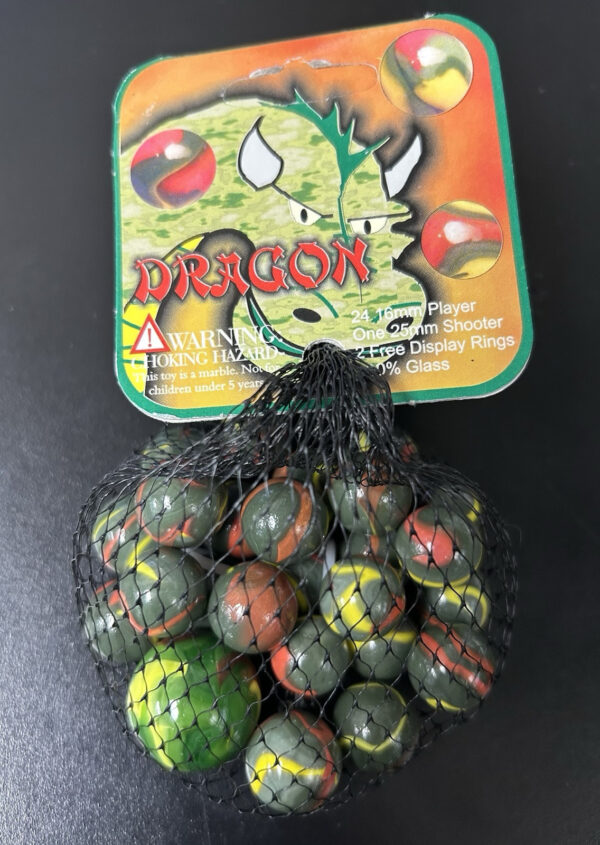 Dragon Mega Marbles Net Bag 24 Players 1 Shooter Retired Set (2004-2006)