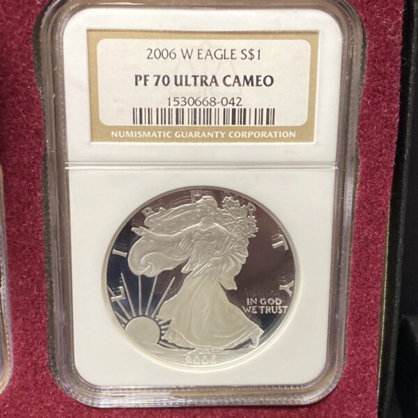 2 Coin Set - 2006 W PROOF SILVER EAGLE NGC PF70 ULTRA CAMEO 20TH ANNIVERSARY SET