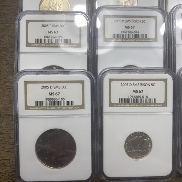 22 Coin Lot- 2005 P & D SMS 1c/5c/10c/25c/50c/$1 NGC MS 67 Special Mint Set 22pc