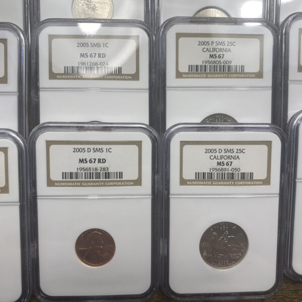 22 Coin Lot- 2005 P & D SMS 1c/5c/10c/25c/50c/$1 NGC MS 67 Special Mint Set 22pc