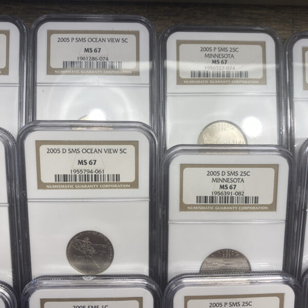 22 Coin Lot- 2005 P & D SMS 1c/5c/10c/25c/50c/$1 NGC MS 67 Special Mint Set 22pc