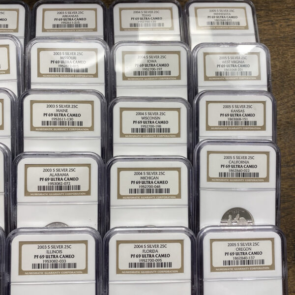 (35 Coins) 1999-2005 S Silver Proof State Quarters, NGC PF 69 Ultra Cameo Lot 35