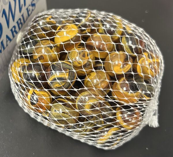 Tiger Eye Swirl Marbles Mega Marbles Net Bag 60 Count 16mm Round
