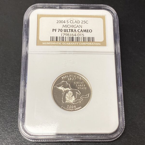 2004-S Clad State Quarter Michigan MI NGC PF70 Ultra Cameo 25c Perfect Coin!