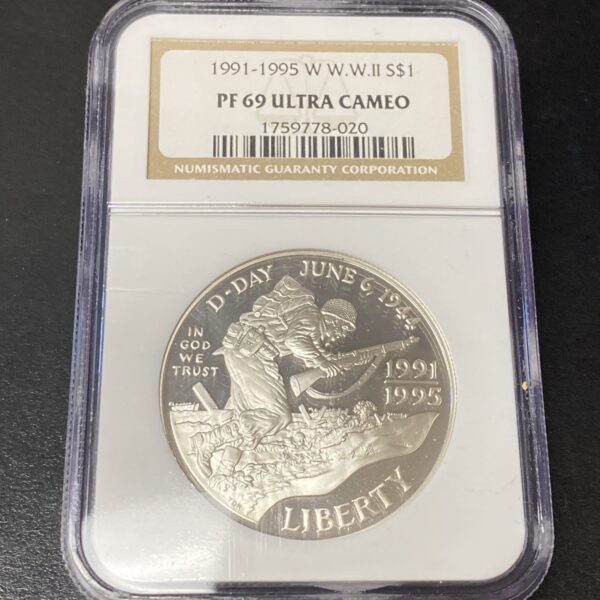1991-1995 W World War 2 Proof Commemorative Silver Dollar $1  NGC PF 69 UC
