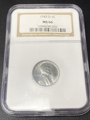 1943 D NGC MS66 Lincoln Steel Cent 1c US Mint Coin Wheat Penny 1943-D MS-66