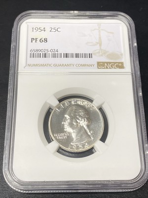 1954 Proof Washington Quarter 25c NGC PF68 Silver