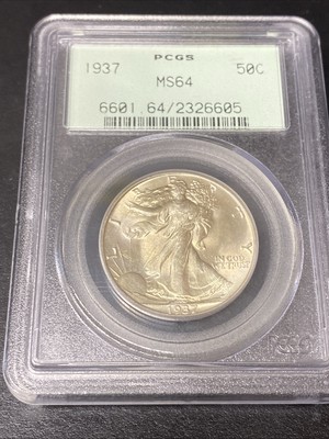 1937-P Walking Liberty Silver Half Dollar 50C PCGS MS 64 Walker Rattler