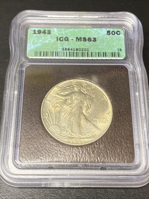 1943 Walking Liberty Half Dollar MS63 ICG 50c Silver