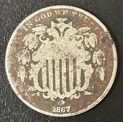 1867 No Rays Shield Nickel Good 3186702