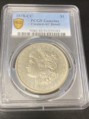 1878-CC Morgan Silver Dollar $1 PCGS Genuine AU Details (Cleaned) Carson City