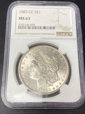 1883-CC $1 Morgan Silver Dollar MS63 NGC Beautiful Shine!