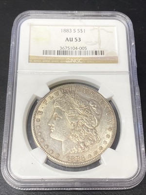 1883-S Morgan Silver Dollar $1 NGC AU 53 Key Date Bright Shine!