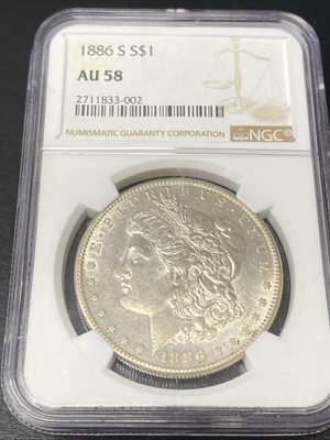1886-S Morgan Silver Dollar $1 NGC Almost Uncirculated AU 58 Key Date