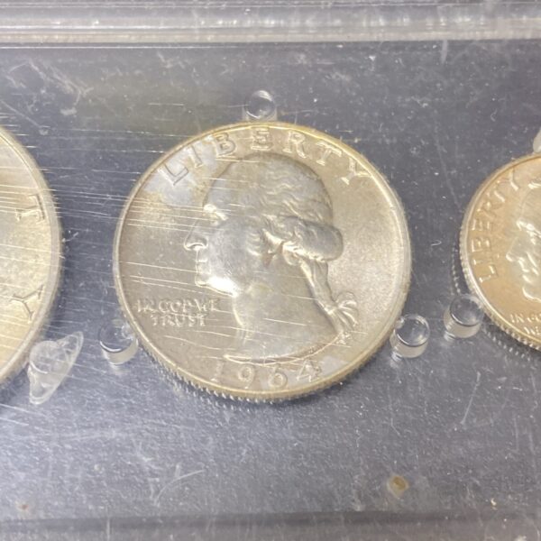 1964 US Mint 5 Coin 90% Silver Proof Set in Clear Holder (Holder Has Scratches)