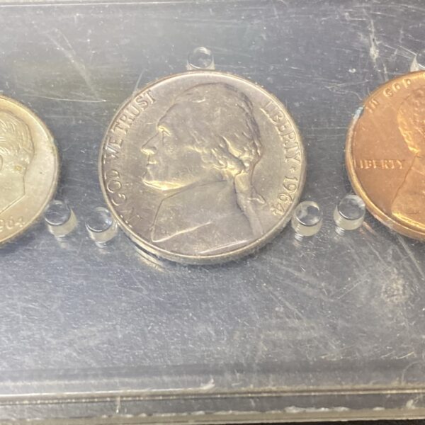 1964 US Mint 5 Coin 90% Silver Proof Set in Clear Holder (Holder Has Scratches)