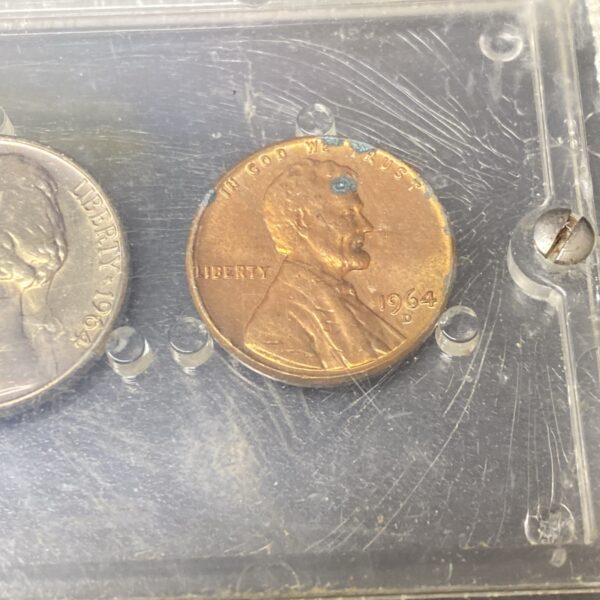 1964 US Mint 5 Coin 90% Silver Proof Set in Clear Holder (Holder Has Scratches)