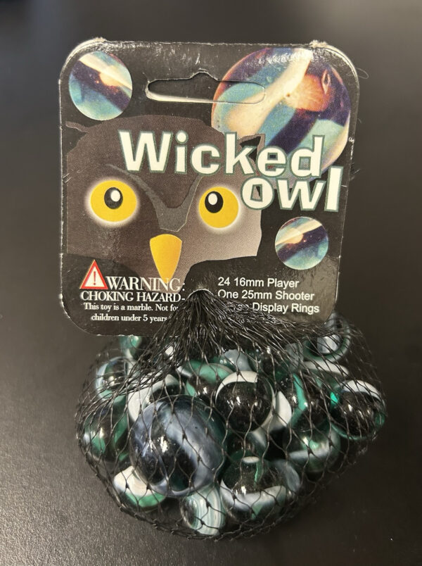 Wicked Owl Mega Marbles Net Bag 24 Players 1 Shooter Retired Set (2004-2006)