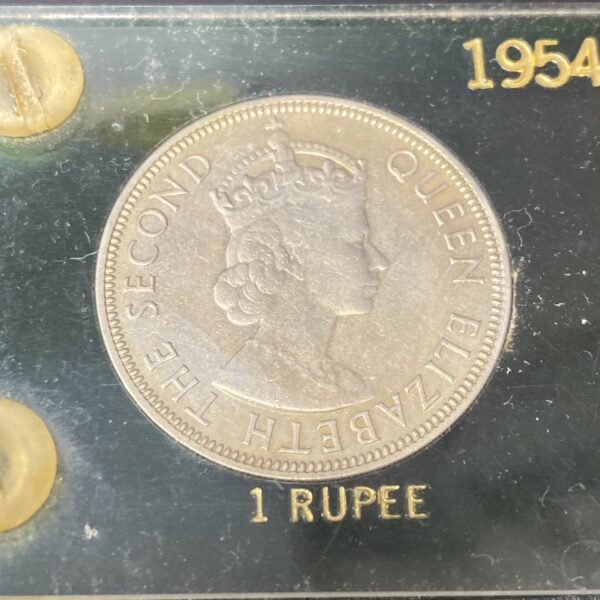 Seychelles 1954 3 Coin Set: 25 Cents, 1/2 Rupee, 1 Rupee - Cases Green Acrylic