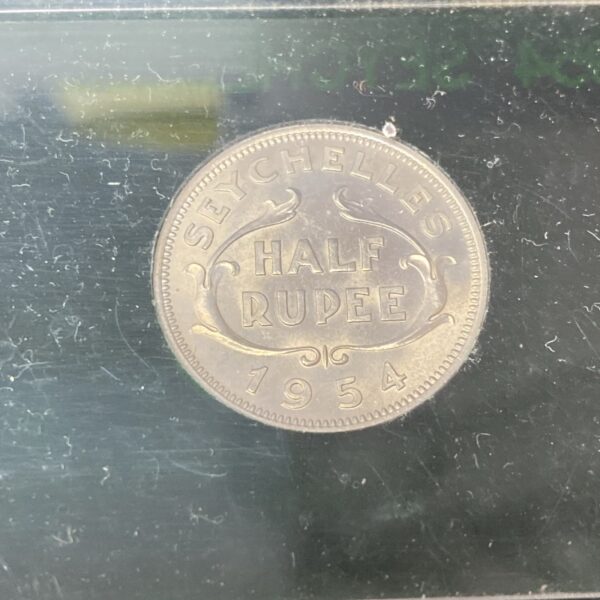 Seychelles 1954 3 Coin Set: 25 Cents, 1/2 Rupee, 1 Rupee - Cases Green Acrylic
