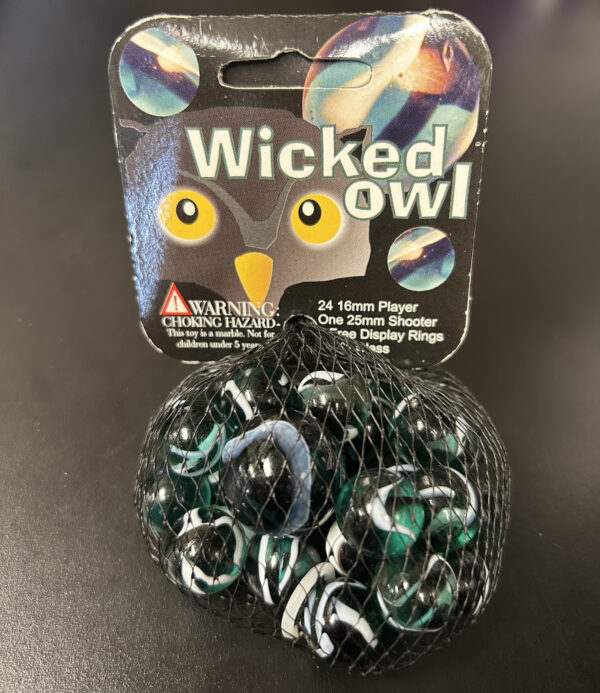 Wicked Owl Mega Marbles Net Bag 24 Players 1 Shooter Retired Set (2004-2006)