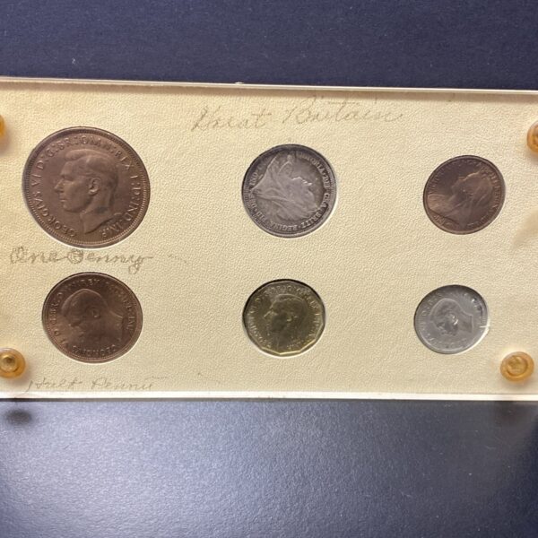 GREAT BRITAIN 6-COIN UNCIRCULATED MINT SET 1893-1943 BU Penny Pence Shilling