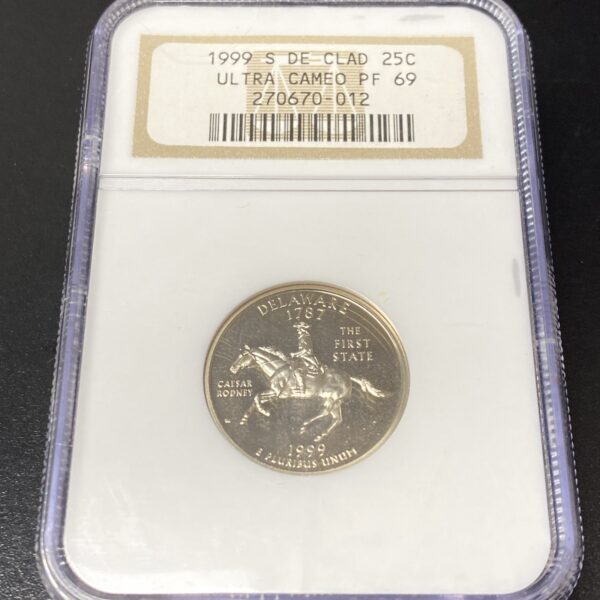 1999-S CLAD Washington Quarter Delaware NGC PF 69 Ultra Cameo San Francisco 25c