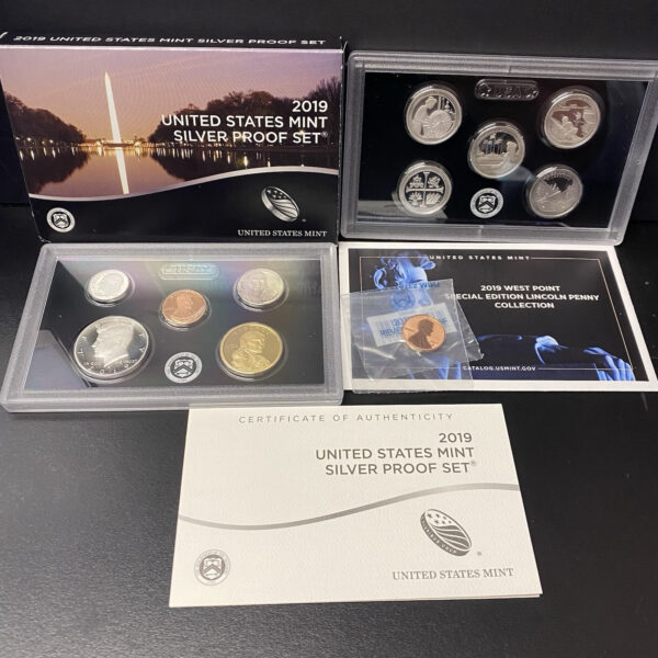 2019-S Silver Proof Set w/ West Point Reverse Proof Penny COA OPG Box 11 Coins