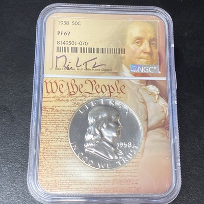 1958 NGC PF 67 Proof Benjamin Franklin Half Dollar 50c We The People Holder