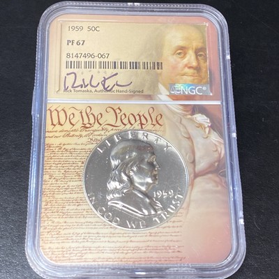 1959 NGC PF 67 Proof Benjamin Franklin Half Dollar 50c We The People Holder