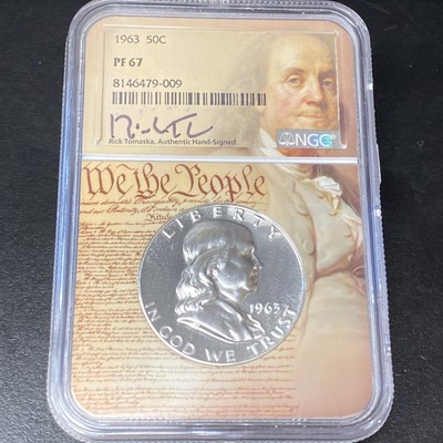 1963 NGC PF 67 Proof Benjamin Franklin Half Dollar 50c We The People Holder