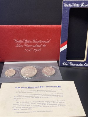 1776-1976 United States Bicentennial 40% Silver Mint Set Coins COA Red Envelope