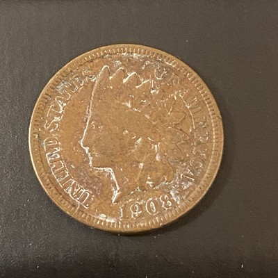 1908-S Indian Head Cent San Francisco Mint Very Fine Details Cleaned *1190802