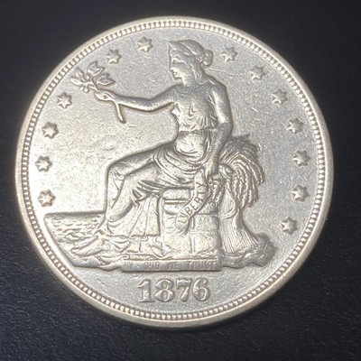 1876 Silver Trade Dollar Cleaned Very Fine Details Low Mintage Date *7187605