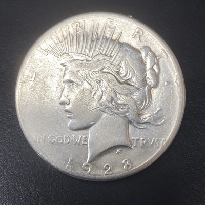 1928 $1 Silver Peace Dollar High Relief Good+ Details Cleaned Key Date *7192860