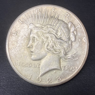 1928 $1 Silver Peace Dollar High Relief Very Fine+ Details Key Date *7192861