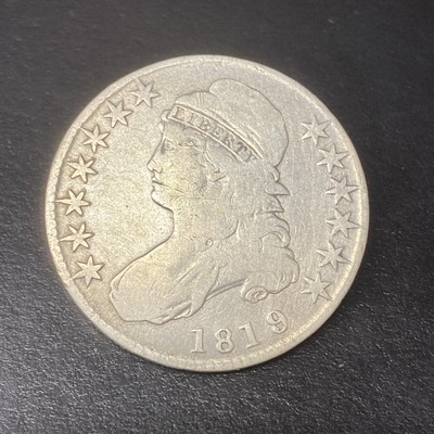 1819/8 Capped Bust Half Dollar Large 9 Very Good VG Detail Cleaned Silver