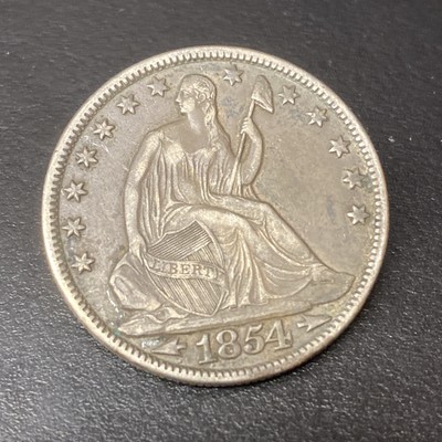 1854-O Liberty Seated Half Dollar Arrows Very Fine Details (Cleaned?) Silver