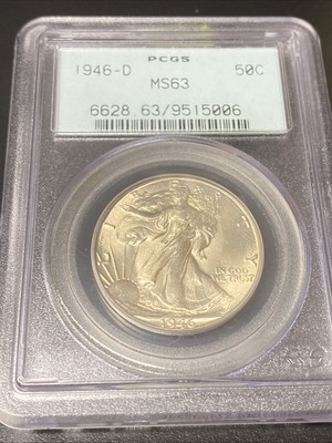 1946-D Walking Liberty Half Dollar Bright White PCGS MS63